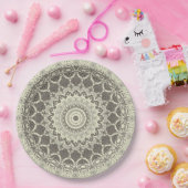 サンディベージュボホビーチマンダラパターン ペーパープレート (パーティー)