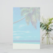 サンディホワイトビーチとトロピカルパームツリー 便箋 (スタンド正面)