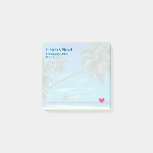 サンディホワイトビーチとトロピカルパーム結婚ズ ポストイット (正面)