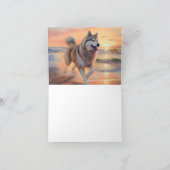 サンディポーズアラスカンマラムートドッグオンビーチサンセット カード (内部)