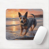 サンディポーズオーストラリア牛の犬オンビーチサンセット マウスパッド (マウス)