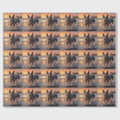 サンディポーズオーストラリア牛の犬オンビーチサンセット ラッピングペーパー (フラット)