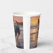 サンディポーズオーストラリア牛の犬オンビーチサンセット 紙コップ (右)