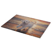 サンディポーズビコンフリースドッグオンビーチサンセット カッティングボード (角)