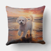 サンディポーズビコンフリースドッグオンビーチサンセット クッション (裏面)