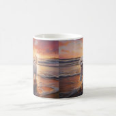 サンディポーズビコンフリースドッグオンビーチサンセット コーヒーマグカップ (中央)