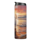 サンディポーズビコンフリースドッグオンビーチサンセット タンブラー (回転右)