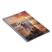 サンディポーズビコンフリースドッグオンビーチサンセット ノートブック (右側)