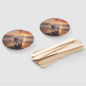 サンディポーズビコンフリースドッグオンビーチサンセット ハンドファン (組立なし)