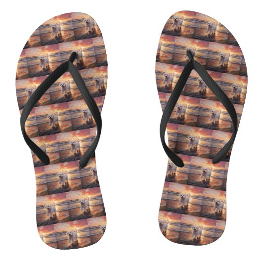 サンディポーズビコンフリースドッグオンビーチサンセット ビーチサンダル (ソール)