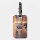 サンディポーズビコンフリースドッグオンビーチサンセット ラゲッジタグ (裏面縦)