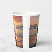 サンディポーズビコンフリースドッグオンビーチサンセット 紙コップ (右)