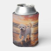 サンディポーズビコンフリースドッグオンビーチサンセット 缶クーラー (缶正面)