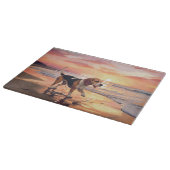 サンディポーズビーグルドグオンビーチサンセット カッティングボード (角)