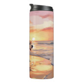 サンディポーズビーグルドグオンビーチサンセット タンブラー (回転右)