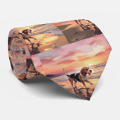 サンディポーズビーグルドグオンビーチサンセット ネクタイ (ロール)