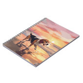 サンディポーズビーグルドグオンビーチサンセット ノートブック (左側)