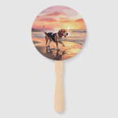 サンディポーズビーグルドグオンビーチサンセット ハンドファン (裏面)