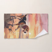 サンディポーズビーグルドグオンビーチサンセット バスタオルセット (ハンドタオル)