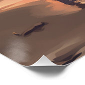 サンディポーズビーグルドグオンビーチサンセット ポスター (コーナー)