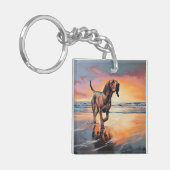 サンディポーズブラッドハウンドグオンビーチサンセット キーホルダー (正面左)