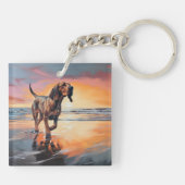 サンディポーズブラッドハウンドグオンビーチサンセット キーホルダー (裏面)