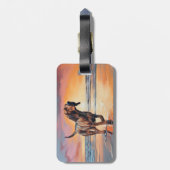 サンディポーズブラッドハウンドグオンビーチサンセット ラゲッジタグ (裏面縦)