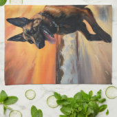 サンディポーズベルギーマリノワドグオンサンセットビーチ キッチンタオル (折り畳み)