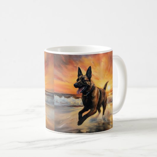 サンディポーズベルギーマリノワドグオンサンセットビーチ コーヒーマグカップ (正面右)