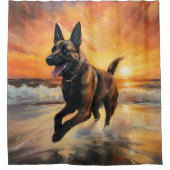 サンディポーズベルギーマリノワドグオンサンセットビーチ シャワーカーテン (正面)