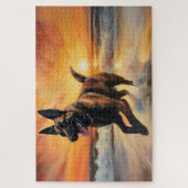 サンディポーズベルギーマリノワドグオンサンセットビーチ ジグソーパズル (縦)