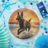 サンディポーズベルギーマリノワドグオンサンセットビーチ ペーパープレート (パーティー)