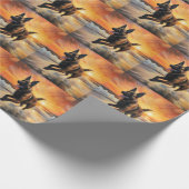 サンディポーズベルギーマリノワドグオンサンセットビーチ ラッピングペーパー (角)