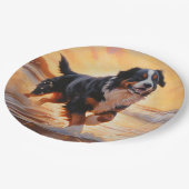 サンディポーズベルネーズマウンテンドグオンビーチサンセット ペーパープレート (アングル)