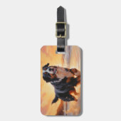 サンディポーズベルネーズマウンテンドグオンビーチサンセット ラゲッジタグ (正面縦)