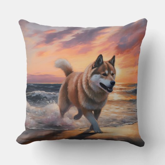 サンディポーズ秋田ドッグオンビーチサンセット クッション (正面)