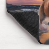 サンディポーズ秋田ドッグオンビーチサンセット マウスパッド (コーナー)