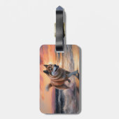 サンディポーズ秋田ドッグオンビーチサンセット ラゲッジタグ (裏面縦)