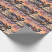 サンディポーズ秋田ドッグオンビーチサンセット ラッピングペーパー (角)