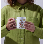 サンディモダンブラントブラウンフローラマグ コーヒーマグカップ