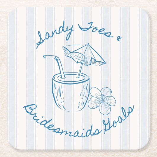 サンディートゥ＆ブライズメイドゴールズ　コーストル　バチェロレッテ スクエアペーパーコースター (正面)