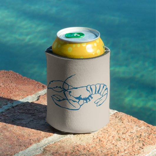 サンディービーチのタンカラーの上のブルーロブスターの線画 缶クーラー (インサイチュ プール)