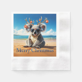 サンディービーチのメリークリスマスコアラ 縁ありカクテルナプキン