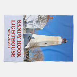 サンディーフックライトハウスニュージャージー茶タオル キッチンタオル