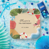 サンディ海ビーチサマーおもしろい誕生日パーティー ペーパープレート (パーティー)