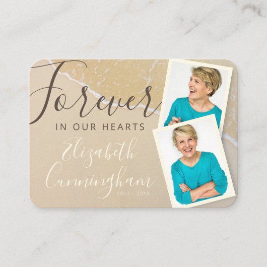 サンディ海ビーチ葬儀記念カスタム写真 名刺 (正面)