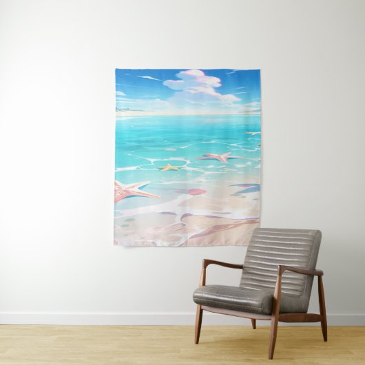 サンディ海岸：よくはしゃぐビーチデザイン タペストリー (インサイチュ)