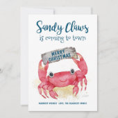 サンディ爪カニ暖かい願いビーチクリスマス シーズンカード (正面)
