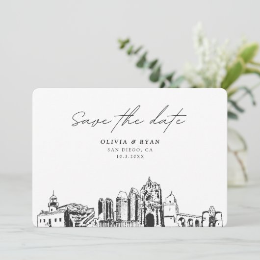 サンディ結婚エゴモダンの日付の保存 招待状 (スタンド正面)