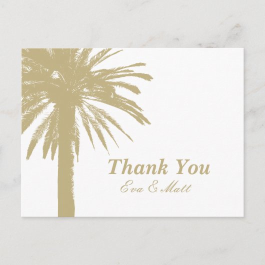 サンディ結婚ヤシの木の画像を持つカードに感謝 ポストカード (正面)